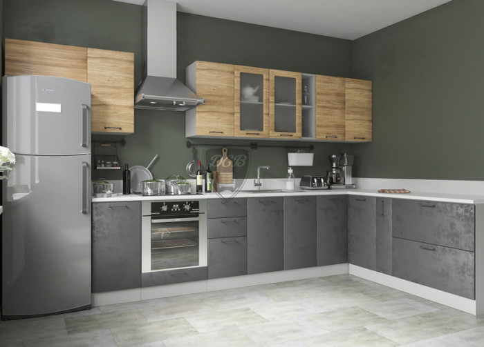 Шкаф верхний 300/900 вклеенное стекло Лофт ДСВ