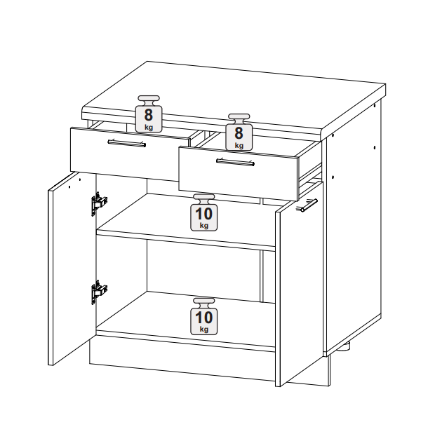 Шкаф нижний 800 с 2 ящ. и ств. Кельн