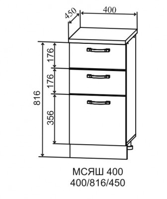 Шкаф нижний 400 с ящиками малой глубины Тренто