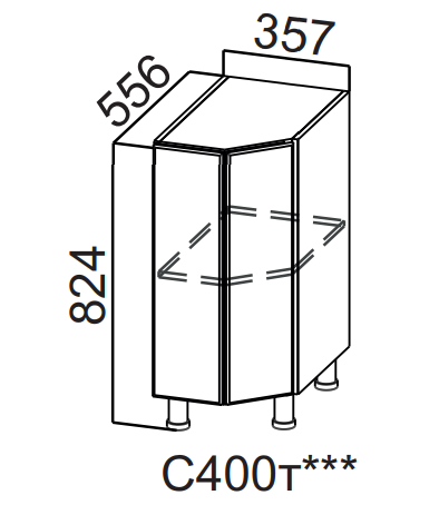 Шкаф нижний торцевой закрытый 400 Бостон