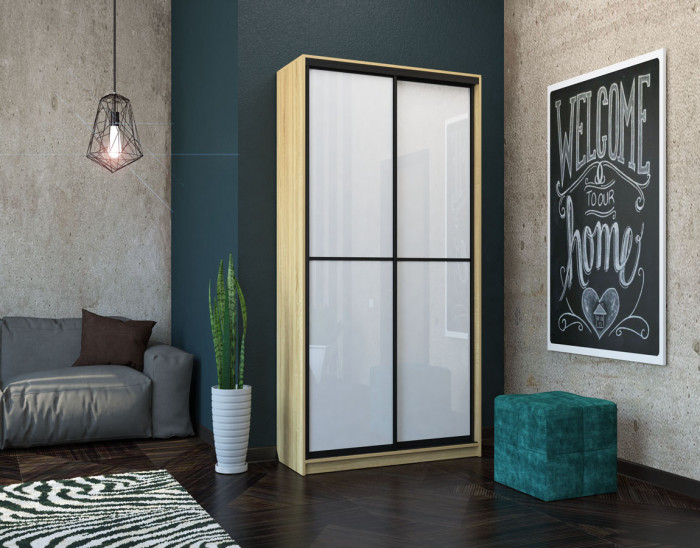 Шкаф-купе Лофт 1200 глубина 470 фасад МДФ белый глянец +