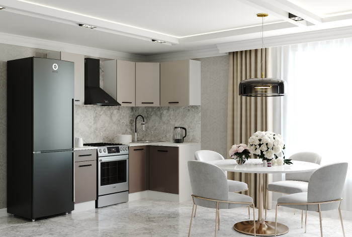 Кухонный гарнитур угловой Латте-2000х1200 (стол. 26 мм)