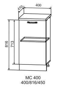 Шкаф нижний неглубокий МС 400 Ройс