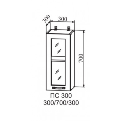 Шкаф верхний 300 стекло Квадро (ДСВ)