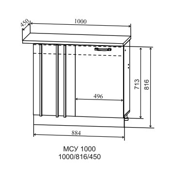 Шкаф нижний неглубокий угловой МСУ 1000 Лофт ДСВ