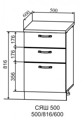Шкаф нижний 500 с 2-я ящиками Тренто