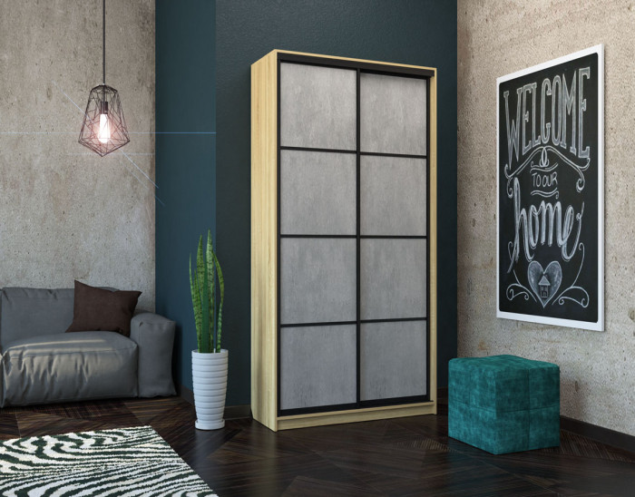 Шкаф-купе Лофт 1200 глубина 470 фасад МДФ бетон 3г