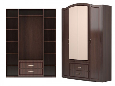 Шкаф для одежды 4-х дв с ящик (с зерк) 2 Виктория Ижмебель