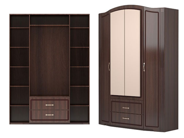 Шкаф для одежды 4-х дв с ящик (с зерк) 2 Виктория Ижмебель