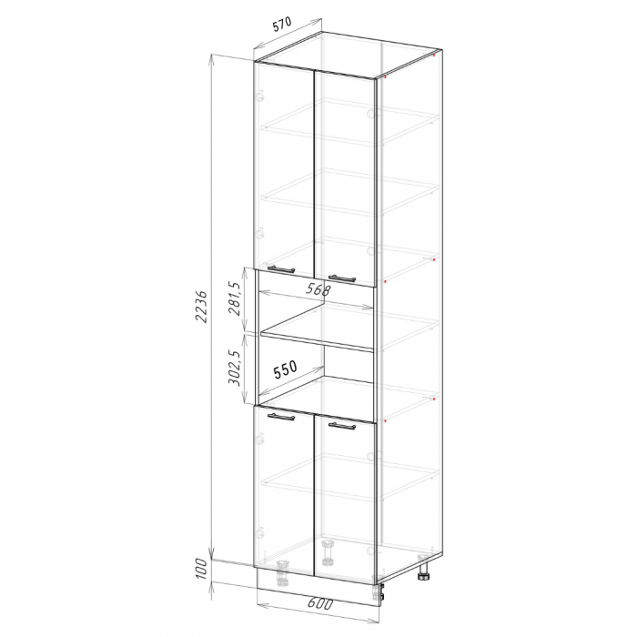 Пенал (премьер) ПД600Н-22 Кельн