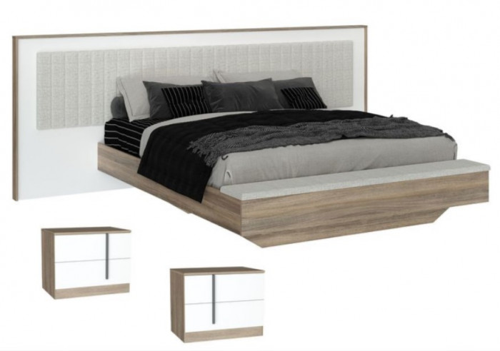 Кровать 1600 с мягким изголовьем и тумбами Аравия-Кристалл