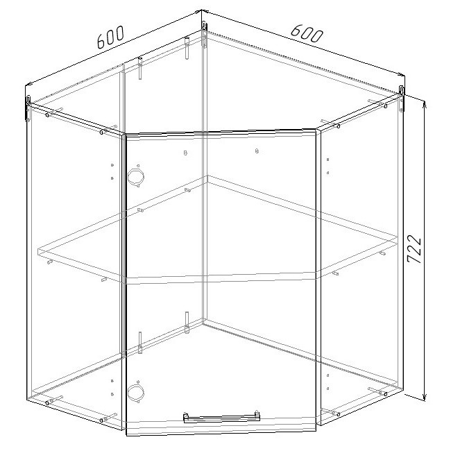 Шкаф навесной 600х600 угловой Санвут