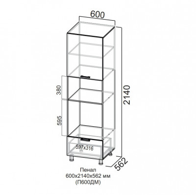 Пенал 600/2140 под духовку и микроволновку Вектор СВ