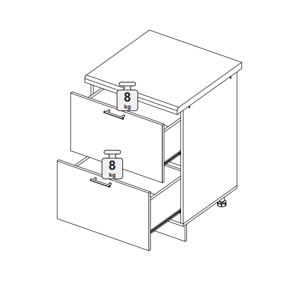 Шкаф нижний 600 с 2 ящиками горизонт. Кельн