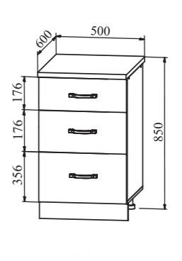 Шкаф нижний 500 3 выдвижных ящика Ройс