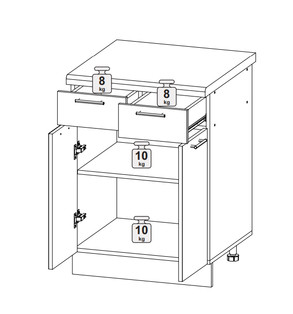 Шкаф нижний 600 с 2 ящ. и ств. Кельн