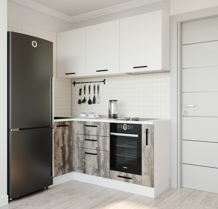 Кухонный гарнитур угловой Руанда-1800х1000 (стол. 26 мм)