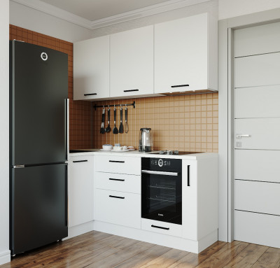 Кухонный гарнитур угловой Жемчуг-1800х1000 (стол. 26 мм)