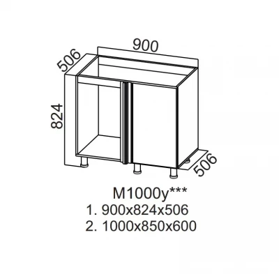 Шкаф нижний 1000 угловой под мойку Грейвуд СВ