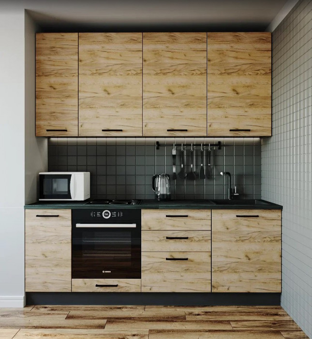 Кухонный гарнитур Крафт 2200 мм (стол. 26 мм)