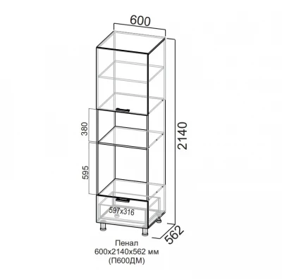 Пенал 600/2140 под духовку и микроволновку Грейвуд СВ
