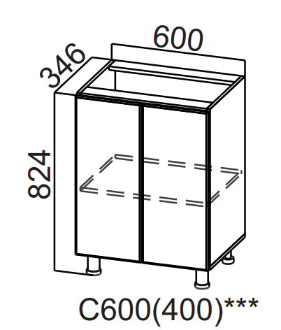 Шкаф нижний 600 (400) Бостон
