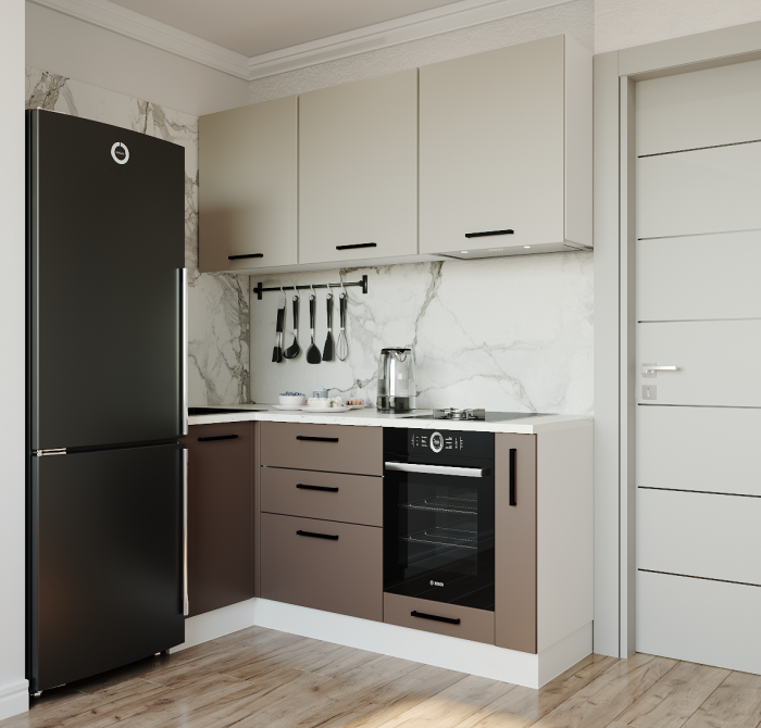 Кухонный гарнитур угловой Латте-1800х1000 (стол. 26 мм)