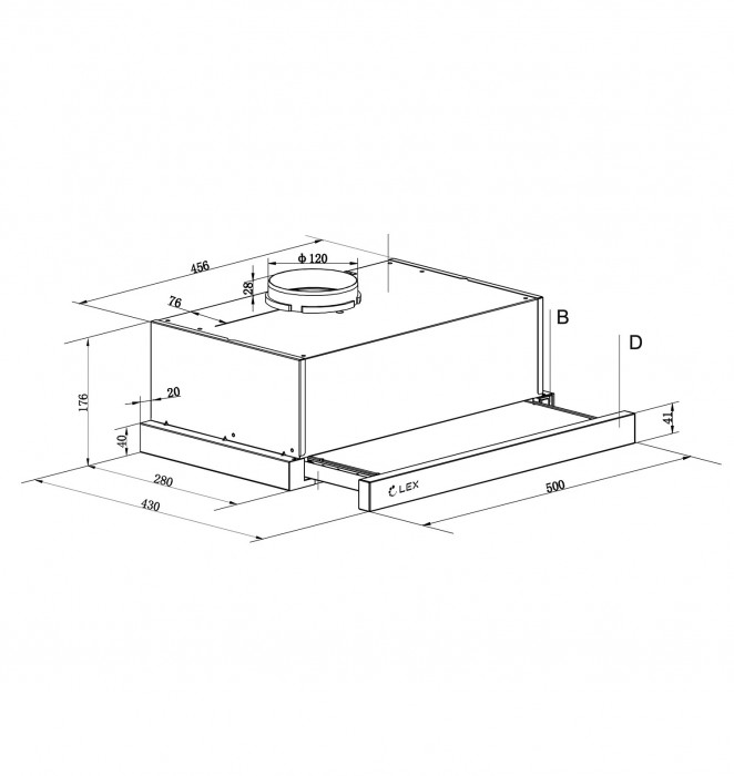 Встраиваемая вытяжка LEX HOGAN 500 INOX