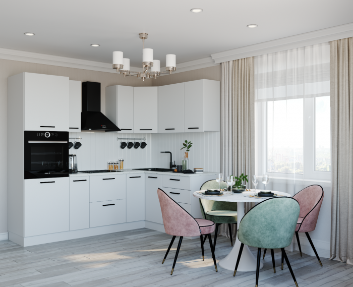 Кухонный гарнитур угловой Жемчуг 2400х1600 (стол. 26 мм)