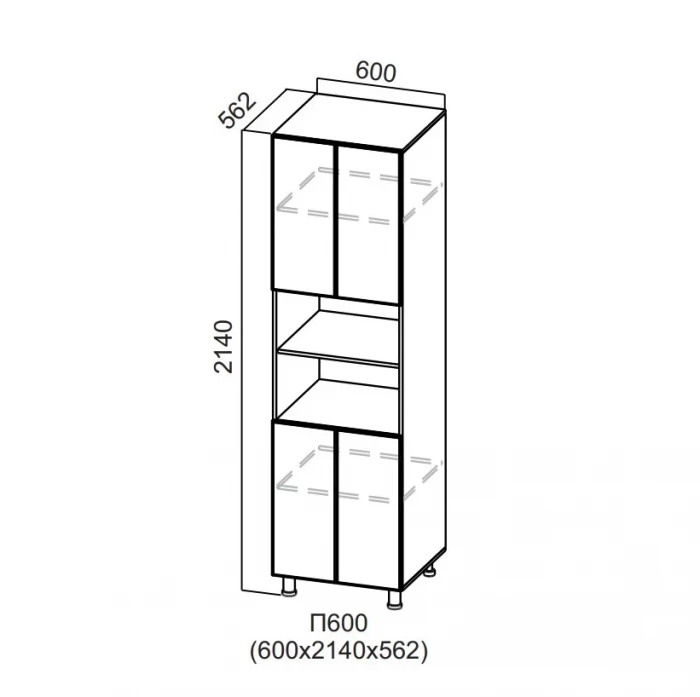 Пенал 600/2140 с нишей под духовку Грейвуд СВ