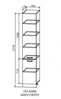 Пенал кухонный 400 глухой Тренто