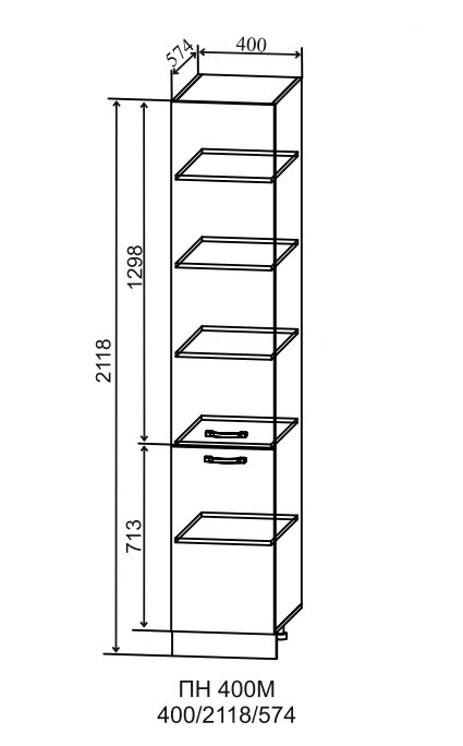 Пенал кухонный 400 глухой Тренто