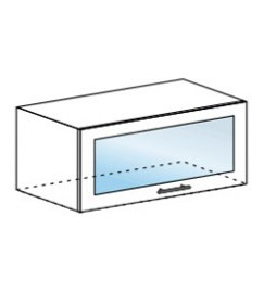 Шкаф верхний 800/460 горизонтальный со стеклом Ксения
