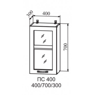 Шкаф верхний 400 стекло Квадро (ДСВ)