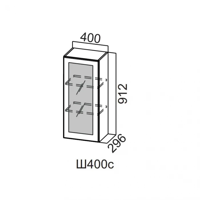Шкаф навесной 400/912 стекло Грейвуд СВ