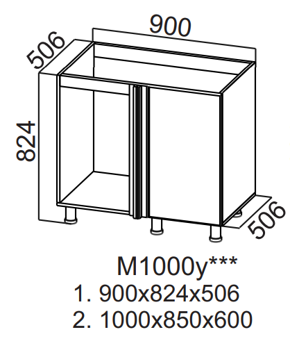 Шкаф нижний 1000 угловой под мойку Вельвет