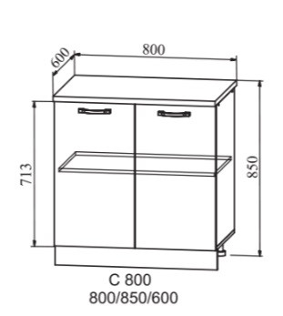 Шкаф нижний 800 Квадро (ДСВ)