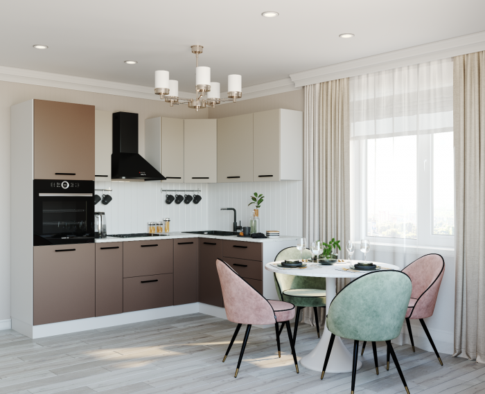 Кухонный гарнитур угловой Латте 2400х1600 (стол. 26 мм)