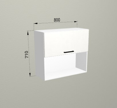 Шкаф навесной 800 2 яруса горизонтальный с открытой полкой Санвут