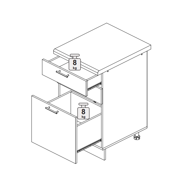 Шкаф нижний 500 с 3 ящиками Кельн