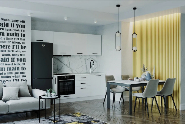 Кухонный гарнитур Жемчуг 2550 мм (стол. 26 мм)