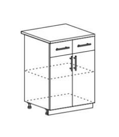 Шкаф нижний 600 с 2 ящиками и створками Ксения