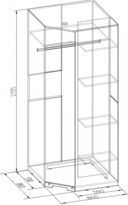 Шкаф угловой 10 КОРПУС Sherlock
