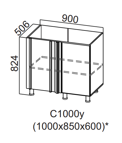 Шкаф нижний 1000 угловой Вельвет