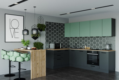 Кухонный гарнитур угловой Изумруд 2600х1600 (стол. 26 мм)