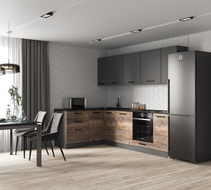 Кухонный гарнитур угловой Трансильвания 2600х1600 (стол. 26 мм)