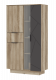Шкаф со стеклом ШК-02 Даллас (Дуб Каньон, Софт графит / Дуб каньон)