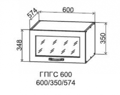 Шкаф верхний 600/350 стекло горизонтальный глубокий Квадро (ДСВ)