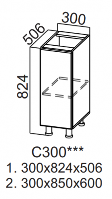 Шкаф нижний 300 Вельвет
