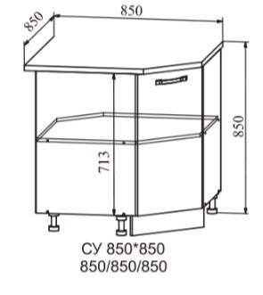Шкаф нижний 850 угловой Квадро (ДСВ)